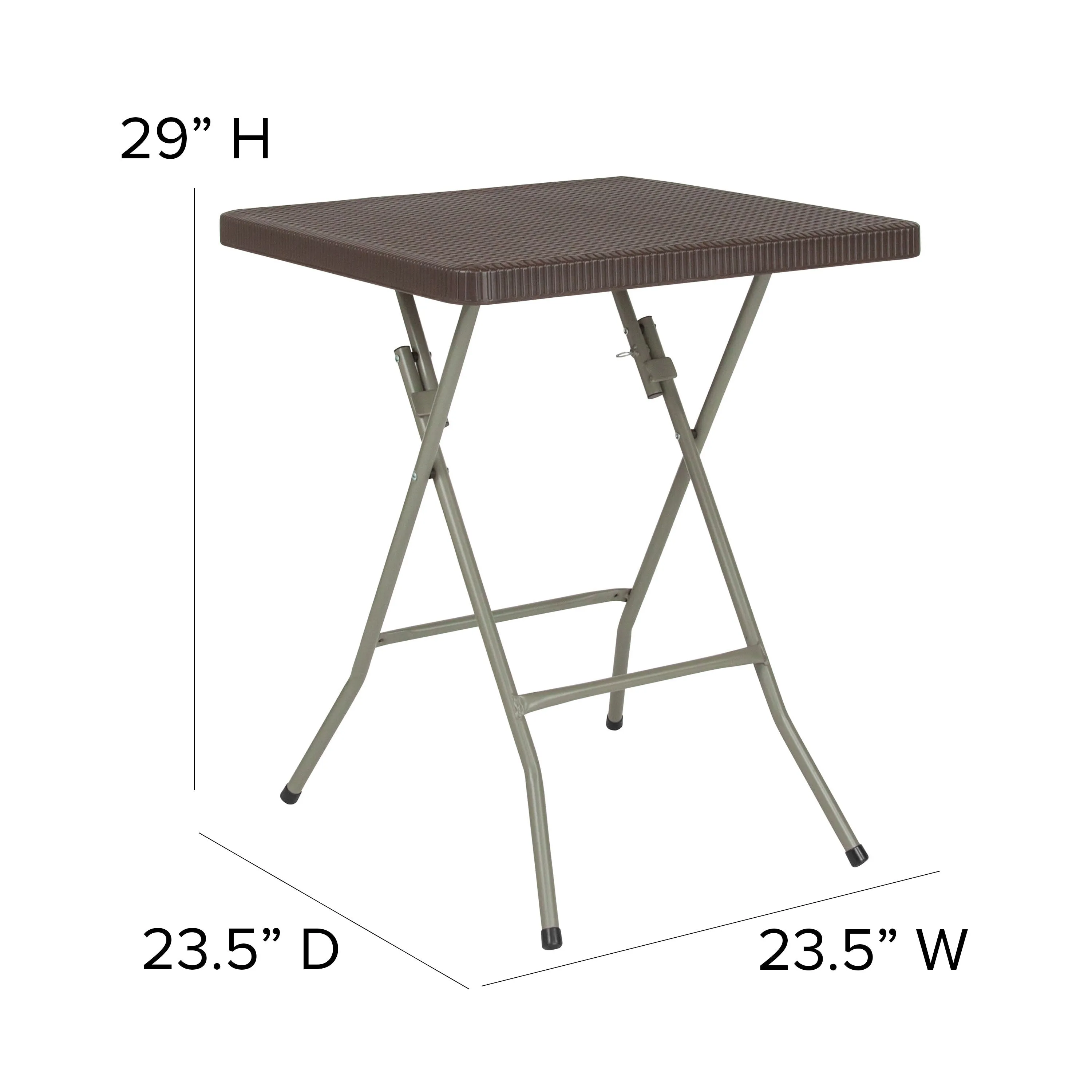 1.95-Foot Square Rattan Plastic Folding Table