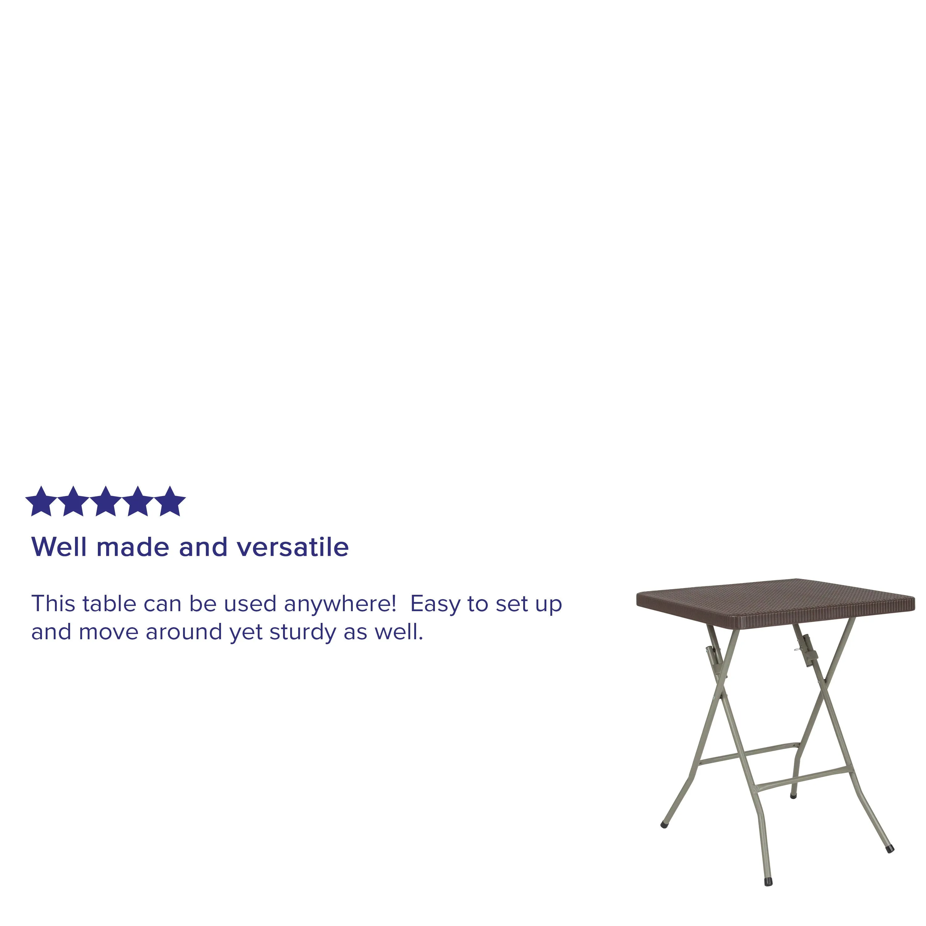 1.95-Foot Square Rattan Plastic Folding Table