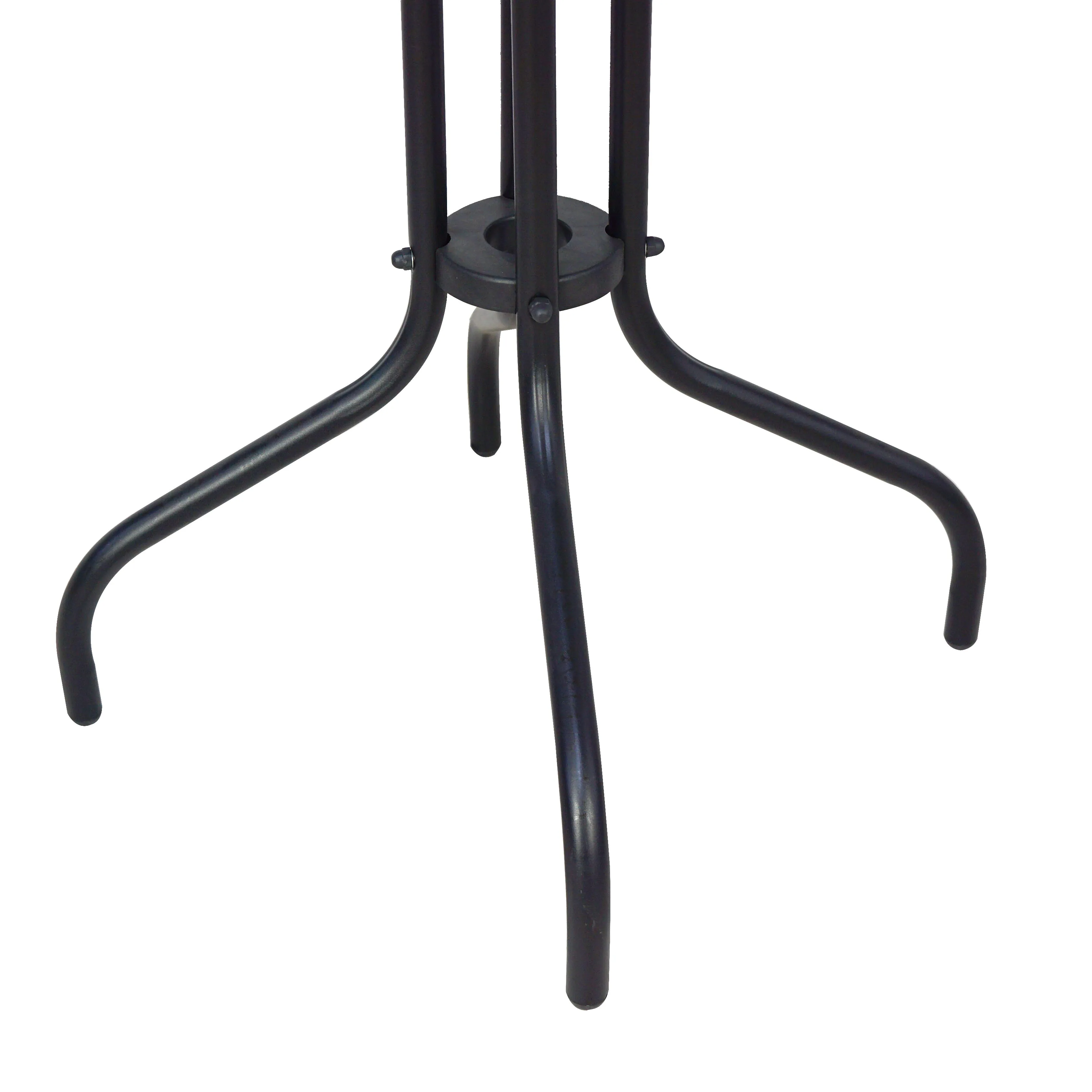 BTExpert Indoor Outdoor 23.75" Round Tempered Glass Metal Table   3 Brown Restaurant Rattan Stack Chairs